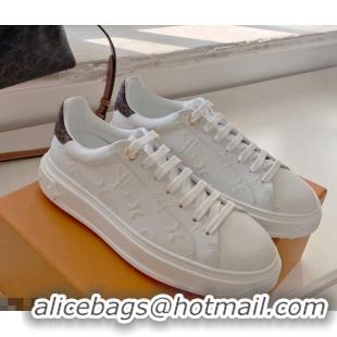 Classic Hot Louis Vuitton Time Out Monogram Leather Sneakers White 0719110