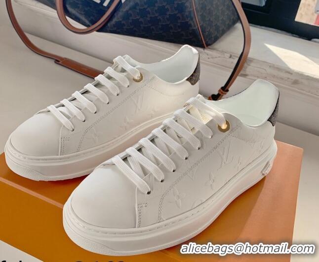 Classic Hot Louis Vuitton Time Out Monogram Leather Sneakers White 0719110