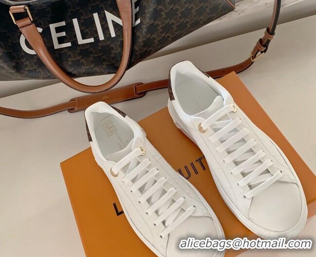 Classic Hot Louis Vuitton Time Out Monogram Leather Sneakers White 0719110