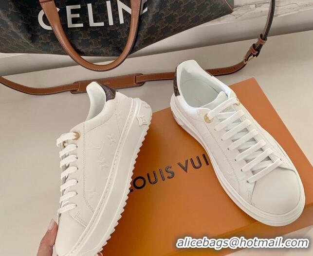 Classic Hot Louis Vuitton Time Out Monogram Leather Sneakers White 0719110