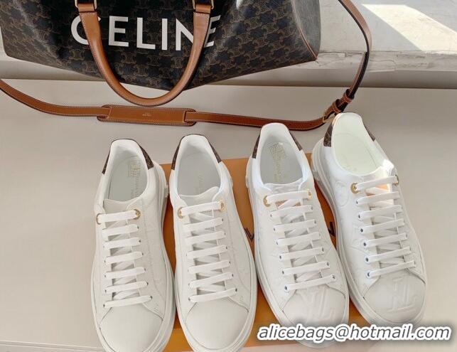 Classic Hot Louis Vuitton Time Out Monogram Leather Sneakers White 0719110