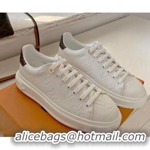 Stylish Louis Vuitton Time Out Monogram Leather Sneakers White 0719111