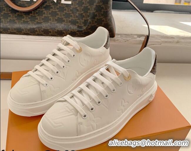 Stylish Louis Vuitton Time Out Monogram Leather Sneakers White 0719111