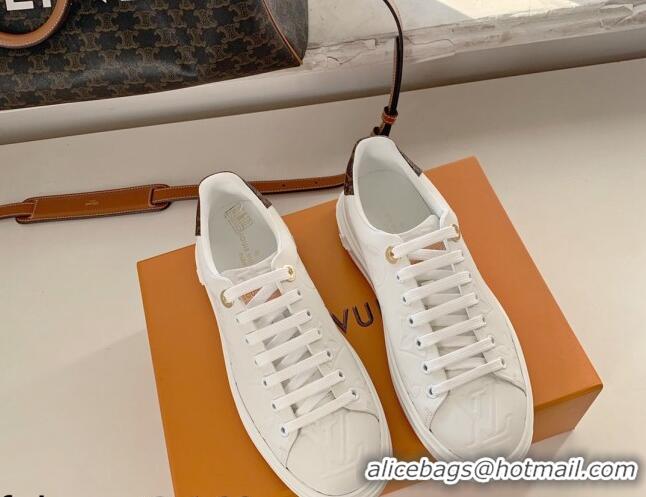 Stylish Louis Vuitton Time Out Monogram Leather Sneakers White 0719111