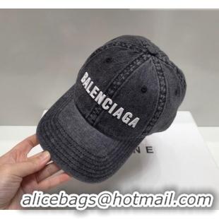 New Style Balenciaga Denim Baseball Hat 706105 Black 2022