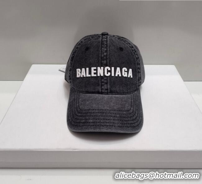 New Style Balenciaga Denim Baseball Hat 706105 Black 2022