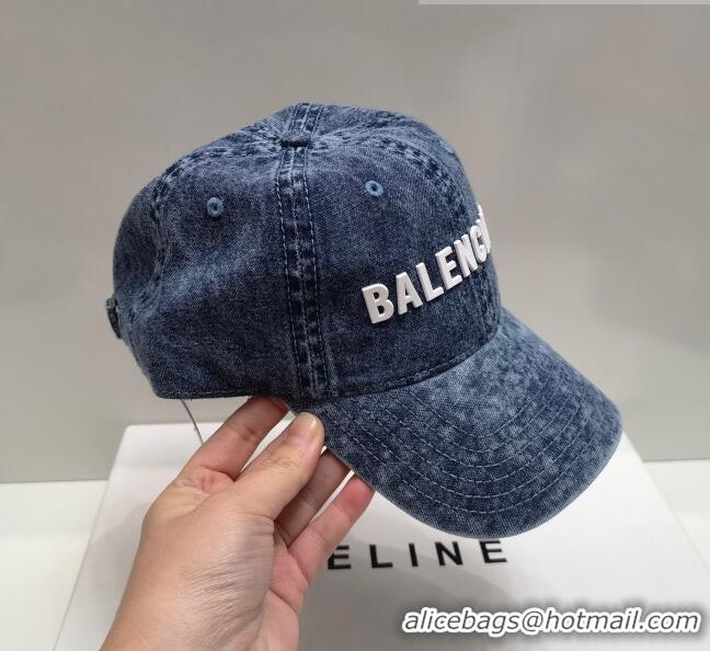 Big Discount Balenciaga Denim Baseball Hat 706106 Dark Blue 2022