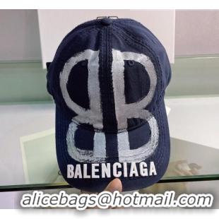 Top Quality Balenciaga BB Baseball hat BA3125 Navy Blue 2022