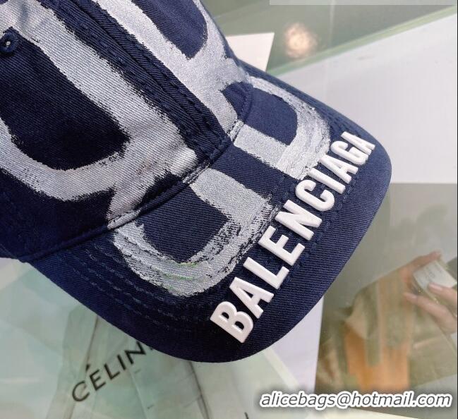 Top Quality Balenciaga BB Baseball hat BA3125 Navy Blue 2022