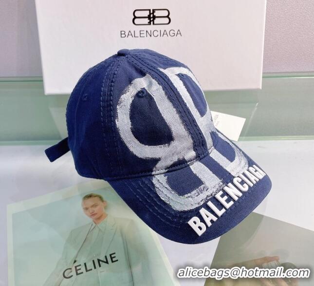 Top Quality Balenciaga BB Baseball hat BA3125 Navy Blue 2022