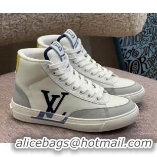 Duplicate Louis Vuitton Charlie Leather High-top Sneakers Blue 0719119