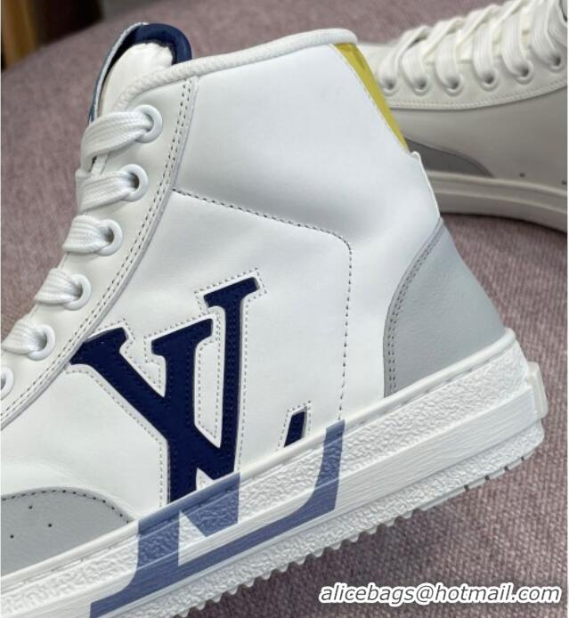 Duplicate Louis Vuitton Charlie Leather High-top Sneakers Blue 0719119