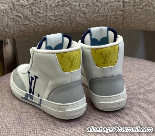 Duplicate Louis Vuitton Charlie Leather High-top Sneakers Blue 0719119