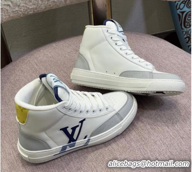 Duplicate Louis Vuitton Charlie Leather High-top Sneakers Blue 0719119