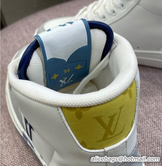 Duplicate Louis Vuitton Charlie Leather High-top Sneakers Blue 0719119