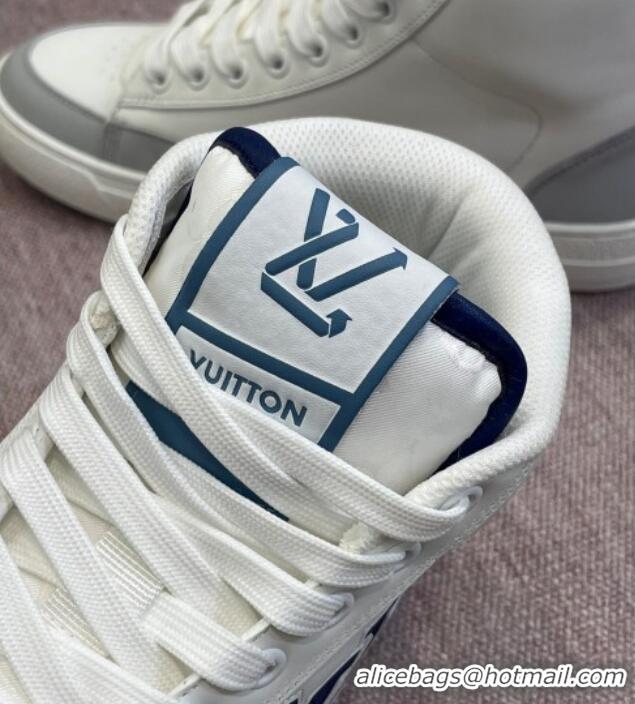 Duplicate Louis Vuitton Charlie Leather High-top Sneakers Blue 0719119