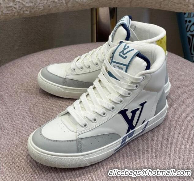 Duplicate Louis Vuitton Charlie Leather High-top Sneakers Blue 0719119