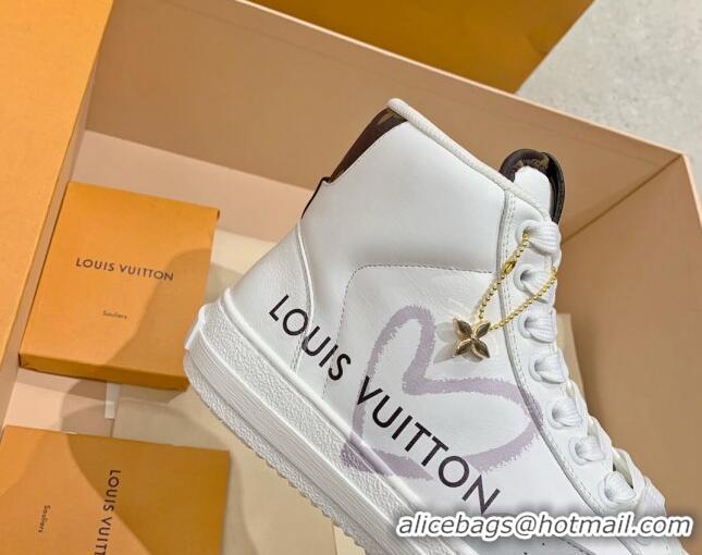 Grade Quality Louis Vuitton Charlie LOVE High-top Sneakers White/Grey 072002