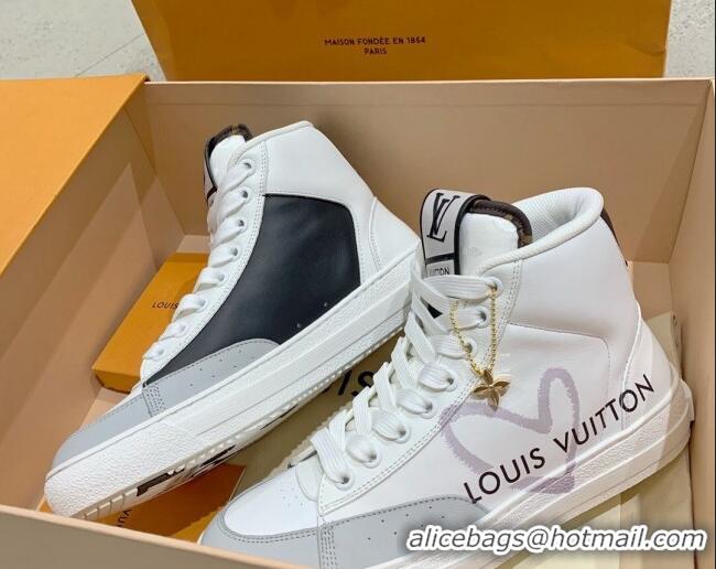 Grade Quality Louis Vuitton Charlie LOVE High-top Sneakers White/Grey 072002