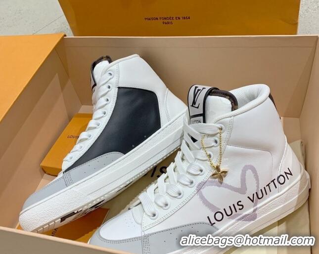 Grade Quality Louis Vuitton Charlie LOVE High-top Sneakers White/Grey 072002