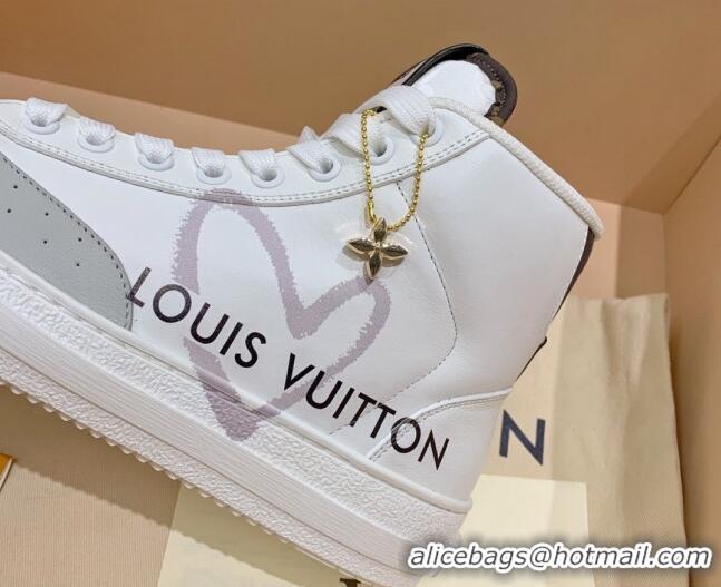 Grade Quality Louis Vuitton Charlie LOVE High-top Sneakers White/Grey 072002