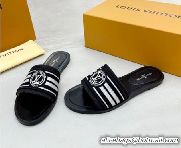 Best Price Louis Vuitton Magnetic Printed Canvas Flat Slide Sandals Black 721107