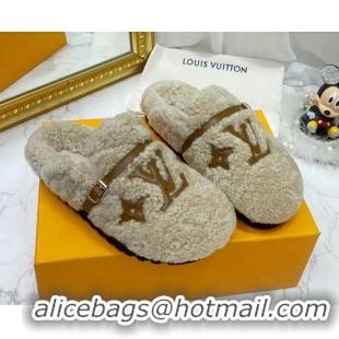 Good Product Louis Vuitton Winterbreak Shearling Comfort Flat Mules Grey 721110