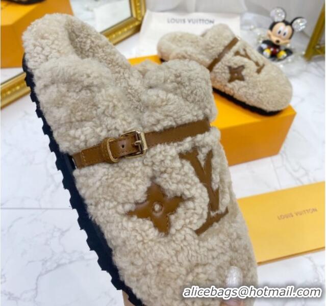 Good Product Louis Vuitton Winterbreak Shearling Comfort Flat Mules Grey 721110