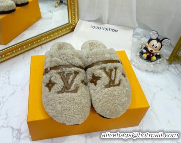 Good Product Louis Vuitton Winterbreak Shearling Comfort Flat Mules Grey 721110