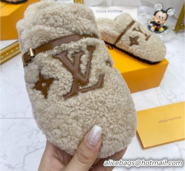 Good Product Louis Vuitton Winterbreak Shearling Comfort Flat Mules Grey 721110