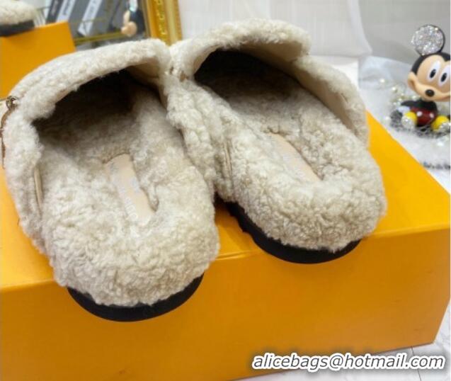 Good Product Louis Vuitton Winterbreak Shearling Comfort Flat Mules Grey 721110