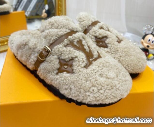 Good Product Louis Vuitton Winterbreak Shearling Comfort Flat Mules Grey 721110