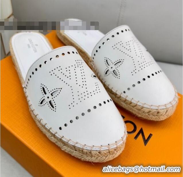 Pretty Style Louis Vuitton Starboard Cut-out Leather Espadrille Mules White 072203