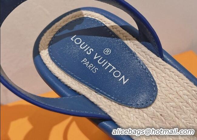 Luxurious Louis Vuitton Maia Wedge Sandals 8cm in Monogram Denim Blue 081059