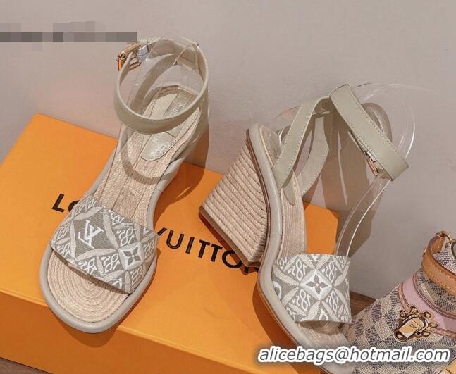 Cheap Price Louis Vuitton Since 1854 Maia Wedge Sandals 8cm Grey 081061