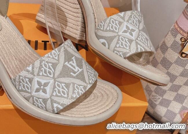 Cheap Price Louis Vuitton Since 1854 Maia Wedge Sandals 8cm Grey 081061