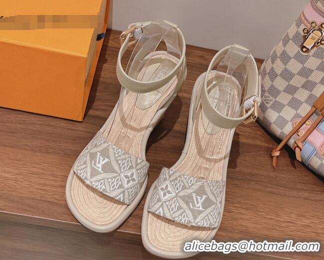 Cheap Price Louis Vuitton Since 1854 Maia Wedge Sandals 8cm Grey 081061