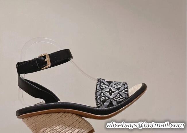 Low Price Louis Vuitton Since 1854 Maia Wedge Sandals 8cm Black 081062