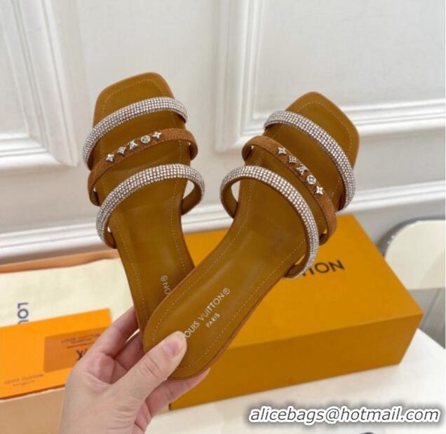 Unique Discount Louis Vuitton Appeal Flat Slide Sandals Brown 081067