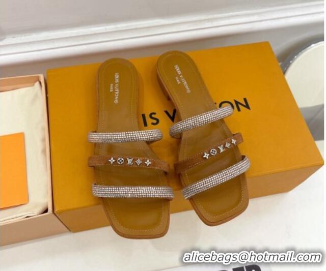 Unique Discount Louis Vuitton Appeal Flat Slide Sandals Brown 081067