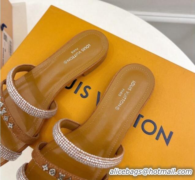 Unique Discount Louis Vuitton Appeal Flat Slide Sandals Brown 081067