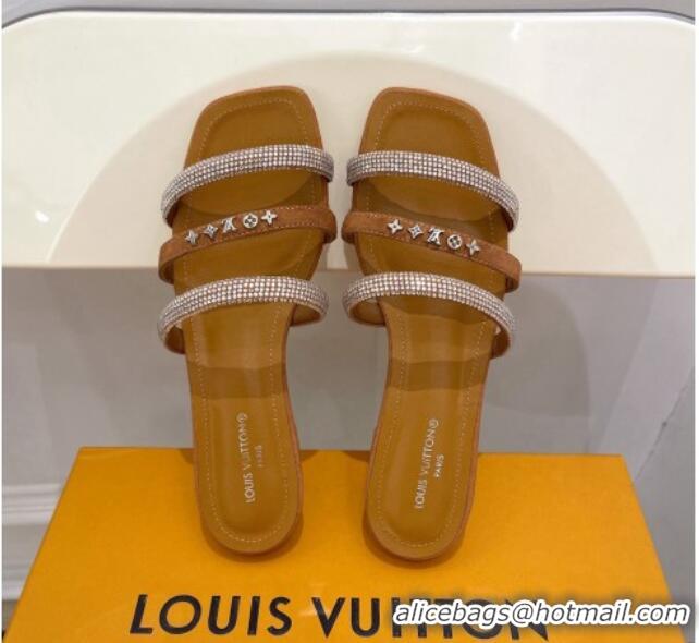 Unique Discount Louis Vuitton Appeal Flat Slide Sandals Brown 081067