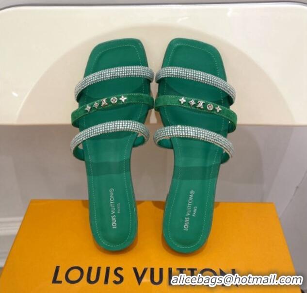 Grade Quality Louis Vuitton Appeal Flat Slide Sandals Green 081068