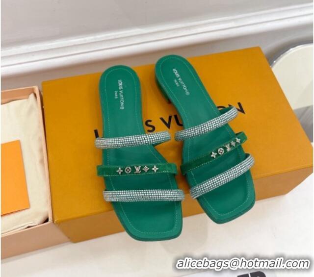 Grade Quality Louis Vuitton Appeal Flat Slide Sandals Green 081068