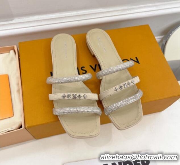 Stylish Louis Vuitton Appeal Flat Slide Sandals Apricot 081069