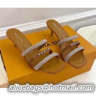 Sophisticated Louis Vuitton Appeal Mid-Heel Slide Sandals 5.5cm Brown 081071