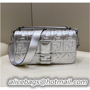 Promotional Fendi Baguette Large leather bag 8BR771A silver