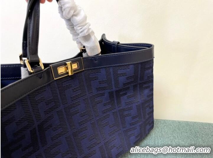 Reasonable Price Fendi X-Tote houndstooth wool shopper with FF embroidery 8BH374A dark blue