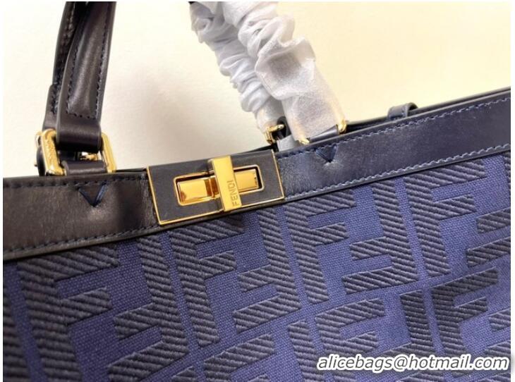 Reasonable Price Fendi X-Tote houndstooth wool shopper with FF embroidery 8BH374A dark blue