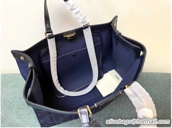 Reasonable Price Fendi X-Tote houndstooth wool shopper with FF embroidery 8BH374A dark blue